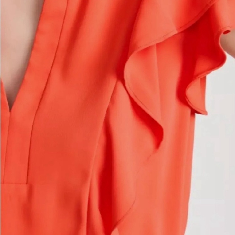 Amanda Uprichard Women’s Vareta Dress Ruffle Orange medium Mini - Picture 3 of 9